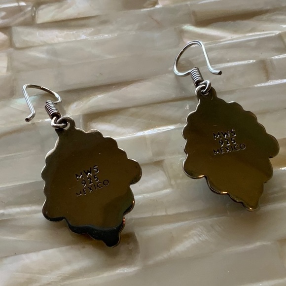 MWS Earrings Sterling 925 Onyx Dangle and Drop Earrings With Fishhook Backing - Picture 4 of 7